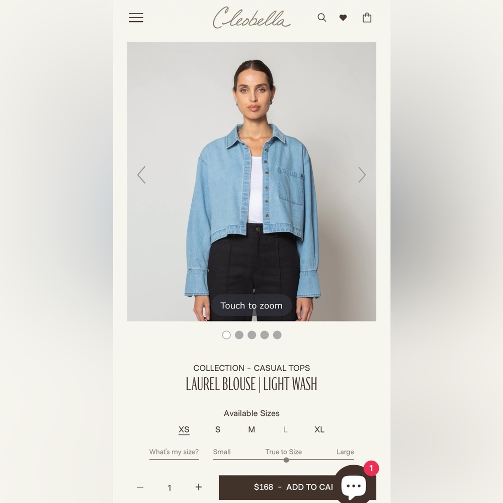 Cleobella Light Wash Cropped Denim Blouse